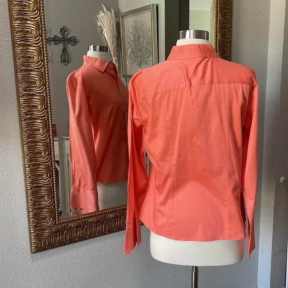 Ann Taylor Button Down Fitted Salmon Shirt - Picture 5 of 10